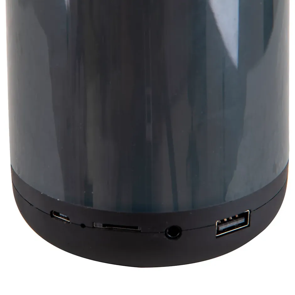 Lampe de table LED avec haut-parleur BT 'FESTA' pour l'extérieur en plastique noir avec LED intégrées, hauteur 18 cm^Näve