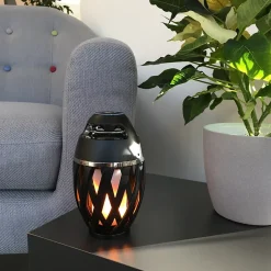 Lampe de table LED 'Muna' avec haut-parleur Bluetooth pour l'extérieur, en plastique noir, avec LED intégrée, hauteur 16,5 cm^Näve Clearance