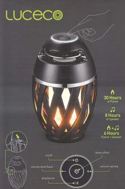 Lampe de table LED 'Muna' avec haut-parleur Bluetooth pour l'extérieur, en plastique noir, avec LED intégrée, hauteur 16,5 cm^Näve Clearance