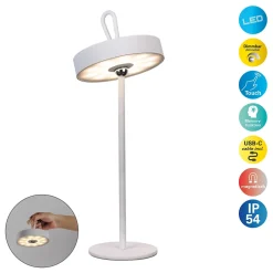 Lampe de table LED rechargeable magnétique 'ELLA' pour l'extérieur et l'intérieur, en métal et plastique blanc , hauteur 35 cm-Näve Hot