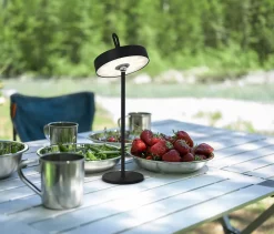 Lampe de table LED rechargeable magnétique 'ELLA' pour l'extérieur et l'intérieur, en métal et plastique noir, hauteur 35 cm^Näve New