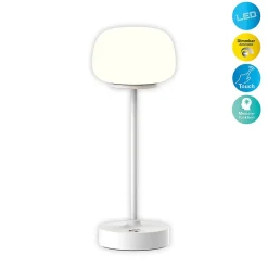 Lampe LED à accu/de table 'PINA' 30 cm de haut, en métal (blanc) et verre (blanc), LEDs intégrés, blanc chaud-Näve Clearance