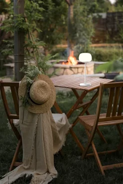 Lampe LED à accu/de table 'PINA' 30 cm de haut, en métal (blanc) et verre (blanc), LEDs intégrés, blanc chaud-Näve Clearance