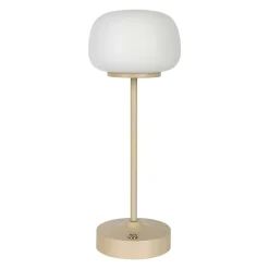 Lampe LED à accu/de table 'PINA' 30 cm de haut, en métal (beige) et verre (blanc), LEDs intégrés, blanc chaud-Näve Outlet