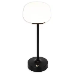 Lampe LED à accu/de table 'PINA' 30 cm de haut, en métal (noir) et verre (blanc), LEDs intégrés, blanc chaud-Näve Hot