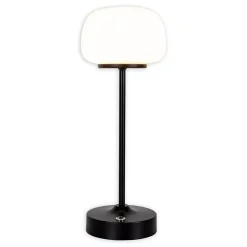 Lampe LED à accu/de table 'PINA' 30 cm de haut, en métal (noir) et verre (blanc), LEDs intégrés, blanc chaud-Näve Hot