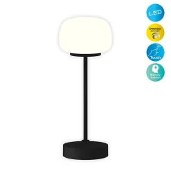 Lampe LED à accu/de table 'PINA' 30 cm de haut, en métal (noir) et verre (blanc), LEDs intégrés, blanc chaud-Näve Hot