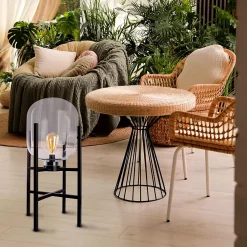 Lampe LED sur socle 'LORA' hauteur 58 cm, en métal et verre, en métal noir et verre clair, pour l'intérieur et l'extérieur^Näve Outlet