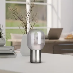 Lampe table accu ALBERO métal chromé verre LED fixes dimmable capteur tactile hauteur 25cm-Näve Clearance