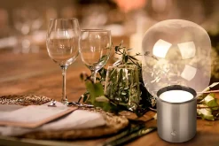 Lampe table accu ALBERO métal chromé verre LED fixes dimmable capteur tactile hauteur 25cm-Näve Clearance