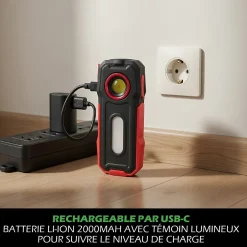 Lampe Torche LED Multifonctions Rechargeable USB Batterie Externe Smartphone 300lm et 140lm Aimant pour fixation^Kyf Best