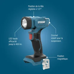 Lampe torche sans fil ERI1106TOR 400lm 18V ( sans batterie)-Erbauer Sale