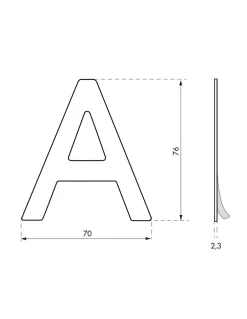 Lettre A inox H.76mm adhésif -^Thirard Online