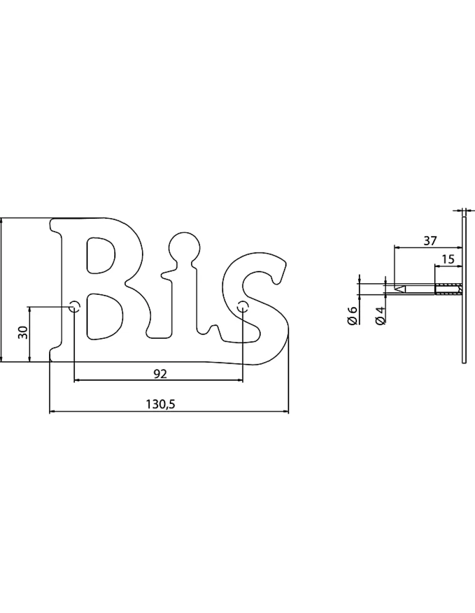 Lettre BIS inox H.76mm à visser --Thirard Best