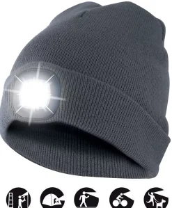 LIGHTHOUSE : Bonnet avec frontale LED rechargeable. Gris foncé^Velamp Discount