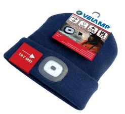 LIGHTHOUSE : Bonnet avec frontale LED rechargeable. Bleu^Velamp