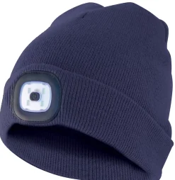 LIGHTHOUSE : Bonnet avec frontale LED rechargeable. Bleu^Velamp