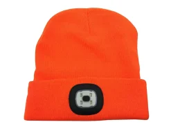 LIGHTHOUSE: Bonnet avec lampe frontale LED rechargeable. Orange^Velamp
