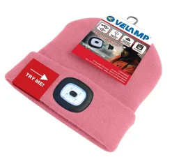 LIGHTHOUSE: Bonnet avec lampe frontale LED rechargeable. Rose-Velamp Clearance