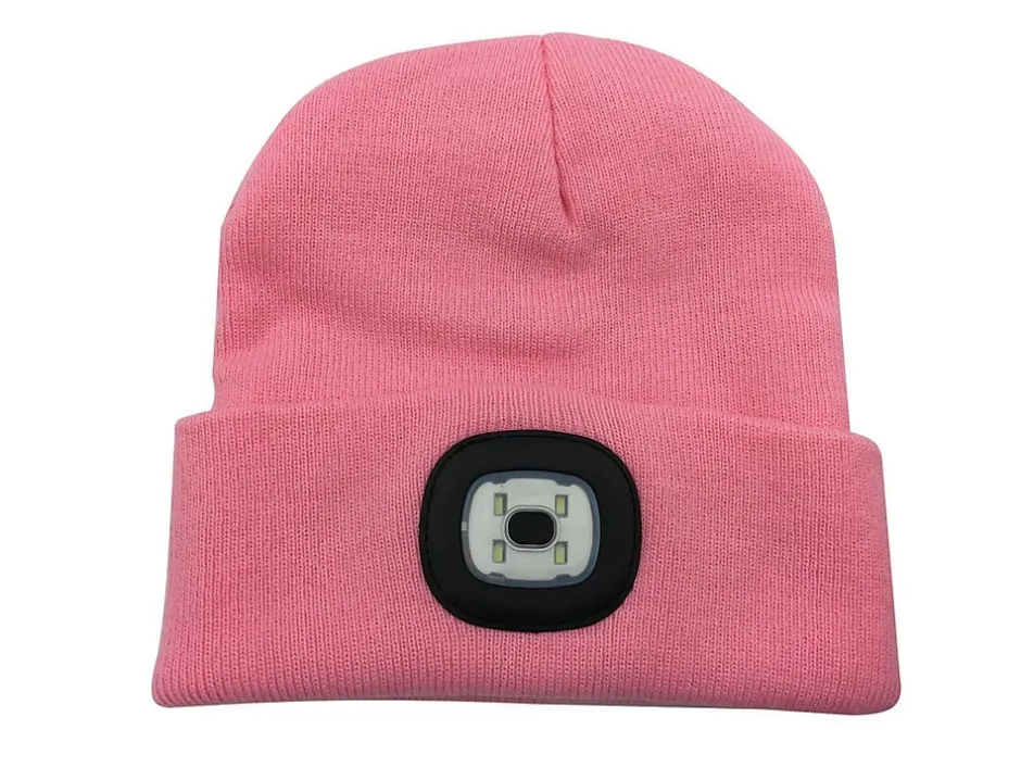 LIGHTHOUSE: Bonnet avec lampe frontale LED rechargeable. Rose-Velamp Clearance