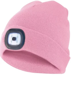 LIGHTHOUSE: Bonnet avec lampe frontale LED rechargeable. Rose-Velamp Clearance