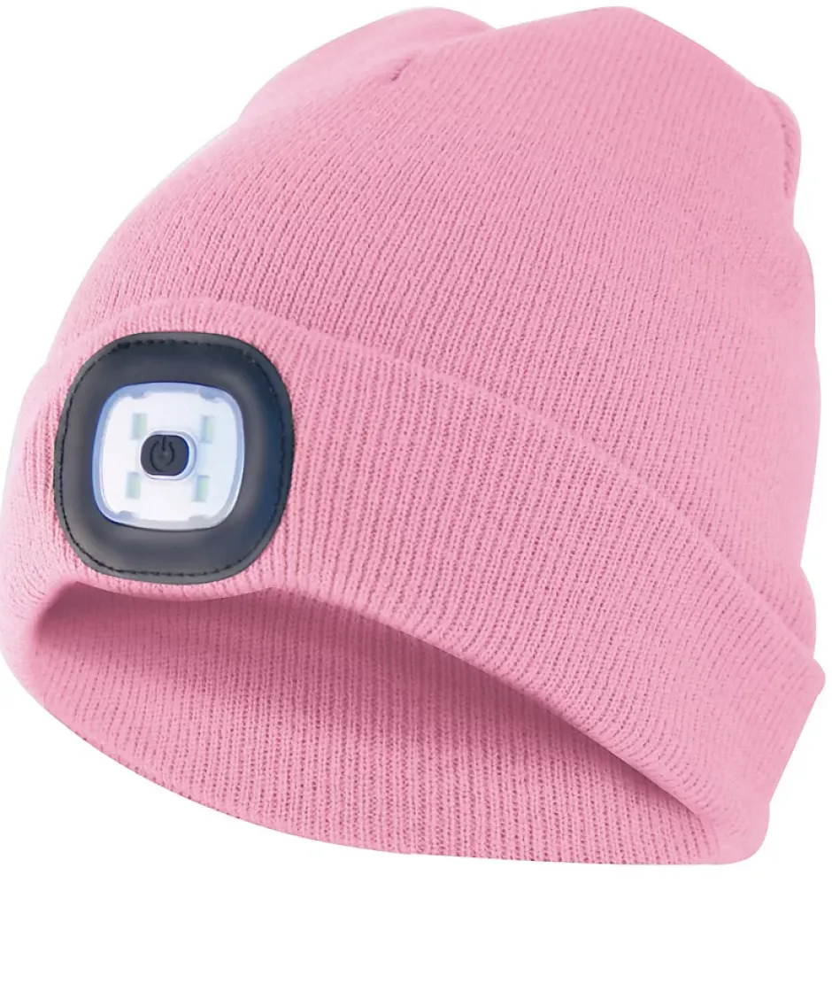 LIGHTHOUSE: Bonnet avec lampe frontale LED rechargeable. Rose-Velamp Clearance