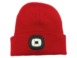 LIGHTHOUSE: Bonnet avec lampe frontale LED rechargeable. Rouge-Velamp New