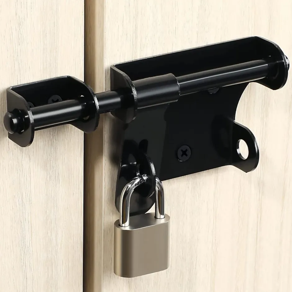 Loquet de porte extérieur, loquet de porte extérieur en acier inoxydable, noir-Deko Discount
