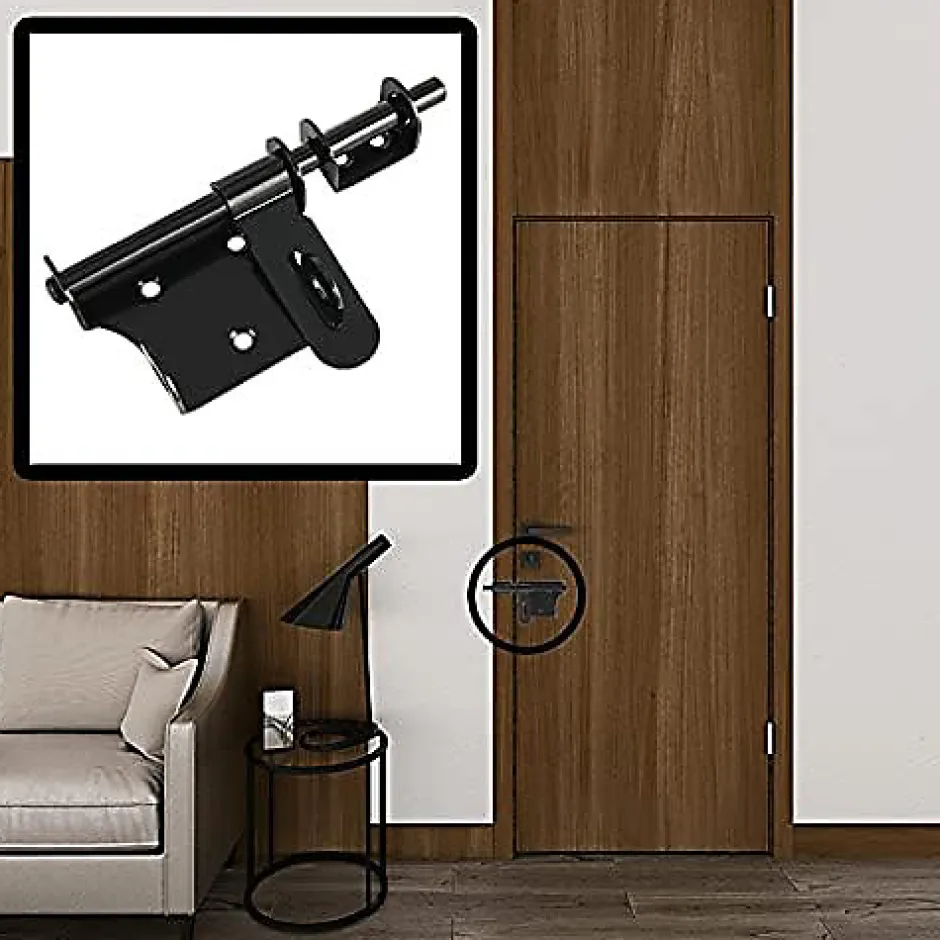 Loquet de porte extérieur, loquet de porte extérieur en acier inoxydable, noir-Deko Discount