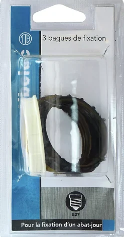 Lot 3 bagues de fixation pour abat-jour pour douille E27 blanc noir or Ø48mm-Tibelec Hot