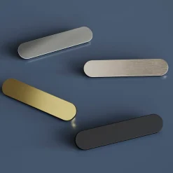 Lot 6 poignées de meuble arrondi Minzh aluminium effet nickel satin gris l.121mm x l.25mm x H. 16mm entraxe 96mm^GoodHome Best