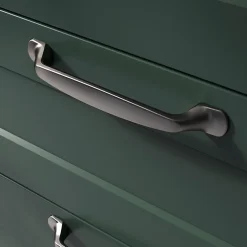 Lot 6 poignées de meuble nœud Govlin aluminium effet nickel satin gris l.164mm x l.20mm x H. 24mm entraxe 128mm-GoodHome Clearance