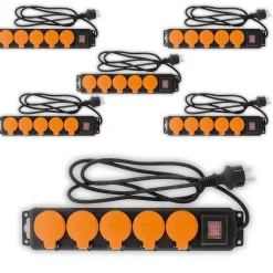 Lot de 6 - Bloc étanche IP44 5 prises 16A 2P+T avec clapets et interrupteur - Câble HO5RRF 3G1mm² de 1,5m --Zenitech