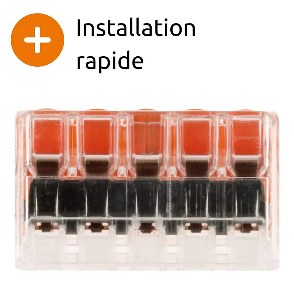 Lot de 3 bornes de raccordement S221 - 5 conducteurs avec leviers 6mm² --Wago Best