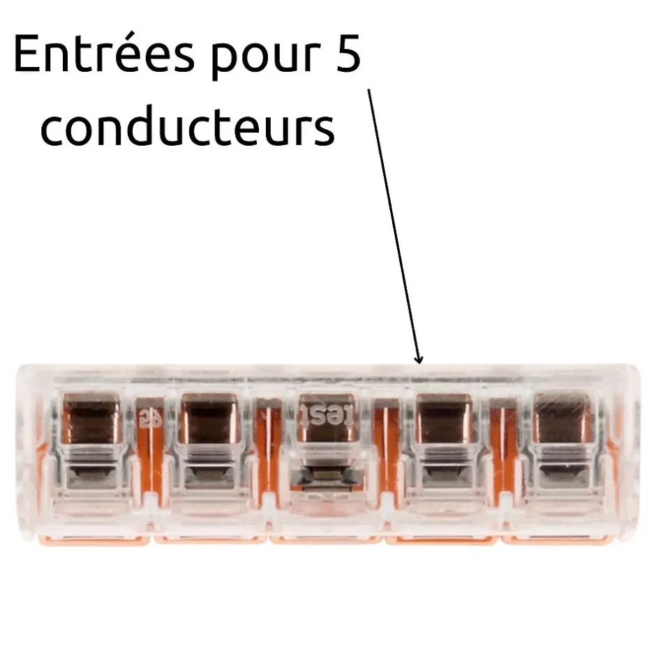 Lot de 3 bornes de raccordement S221 - 5 conducteurs avec leviers 6mm² --Wago Best