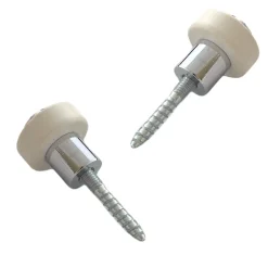 Lot de 2 butoirs luxe en laiton chromé avec vis filets T15. Bague blanche. Diamètre 28mm, hauteur 30mm. MADE IN FRANCE-Civic Industrie New