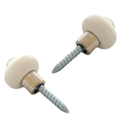 Lot de 2 butoirs MADE IN FRANCE couleur argent avec vis. Corps en zamak nickelé et bague amortisseur blanche en élastomère. Diamèt^Civic Industrie Hot