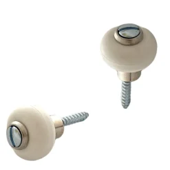 Lot de 2 butoirs MADE IN FRANCE couleur argent avec vis. Corps en zamak nickelé et bague amortisseur blanche en élastomère. Diamèt^Civic Industrie Hot