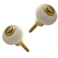 Lot de 2 butoirs sol en zamak laitonné avec vis. Diamètre 30mm, hauteur 30mm. Bague amortisseur en élastomère blanc (caoutchouc).-Civic Industrie Discount