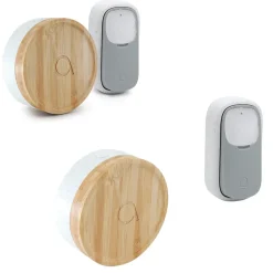 Lot de 2 Carillons et 2 boutons sans fil sans pile Bamboo-Avidsen Online