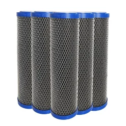 Lot de 5 Cartouches 2 en 1 Filtre à Eau 9 pouces 3/4 - Anti sédiments + Charbon actif 5 microns Fabriqué en France-Toodo Online