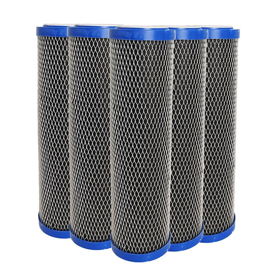 Lot de 5 Cartouches 2 en 1 Filtre à Eau 9 pouces 3/4 - Anti sédiments + Charbon actif 5 microns Fabriqué en France-Toodo Online