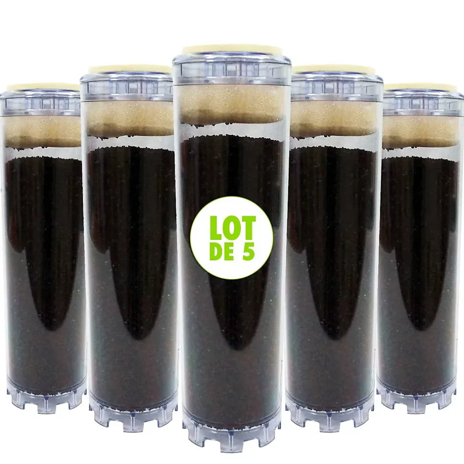 Lot de 5 Cartouches au Charbon Actif 9 pouces 3/4 - Elimination du Chlore / Mauvais Goût et Odeurs pour l'Eau de Boisson-Toodo Online