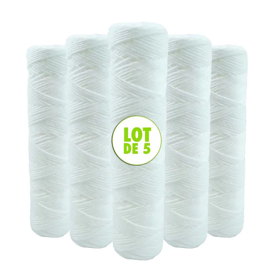 Lot de 5 Cartouches Bobinée Filtre à Eau Anti Sédiments 9 pouces 3/4 - 20 microns Compatibles Filtre 10 pouces^Toodo Discount