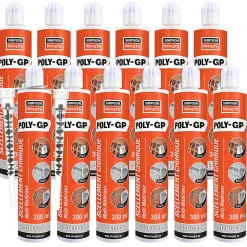 Lot de 12 cartouches de Scellement chimique POLY-GP ton gris SIMPSON^Simpson Strong-Tie Hot