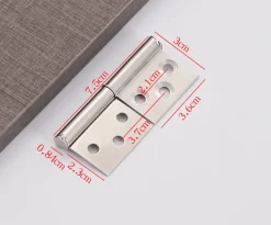 Lot de 2 charnières de porte battante en acier inoxydable, pliables et amovibles, avec vis, 75 x 30 mm-Deko Best