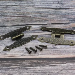 Lot de 10 charnières métalliques vintage avec vis, charnières antiques en forme de H, bronze-Deko Best