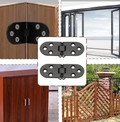 Lot de 12 charnières pliantes en alliage de zinc à bord rond pour table pliante, armoire, porte, meubles, noir^Deko Outlet