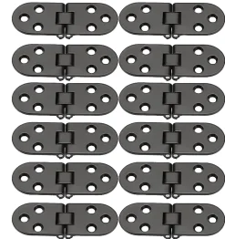 Lot de 12 charnières pliantes en alliage de zinc à bord rond pour table pliante, armoire, porte, meubles, noir^Deko Outlet