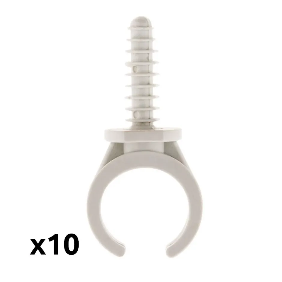 Lot de 10 clips avec chevilles diamètre 25mm - Gris --Zenitech New